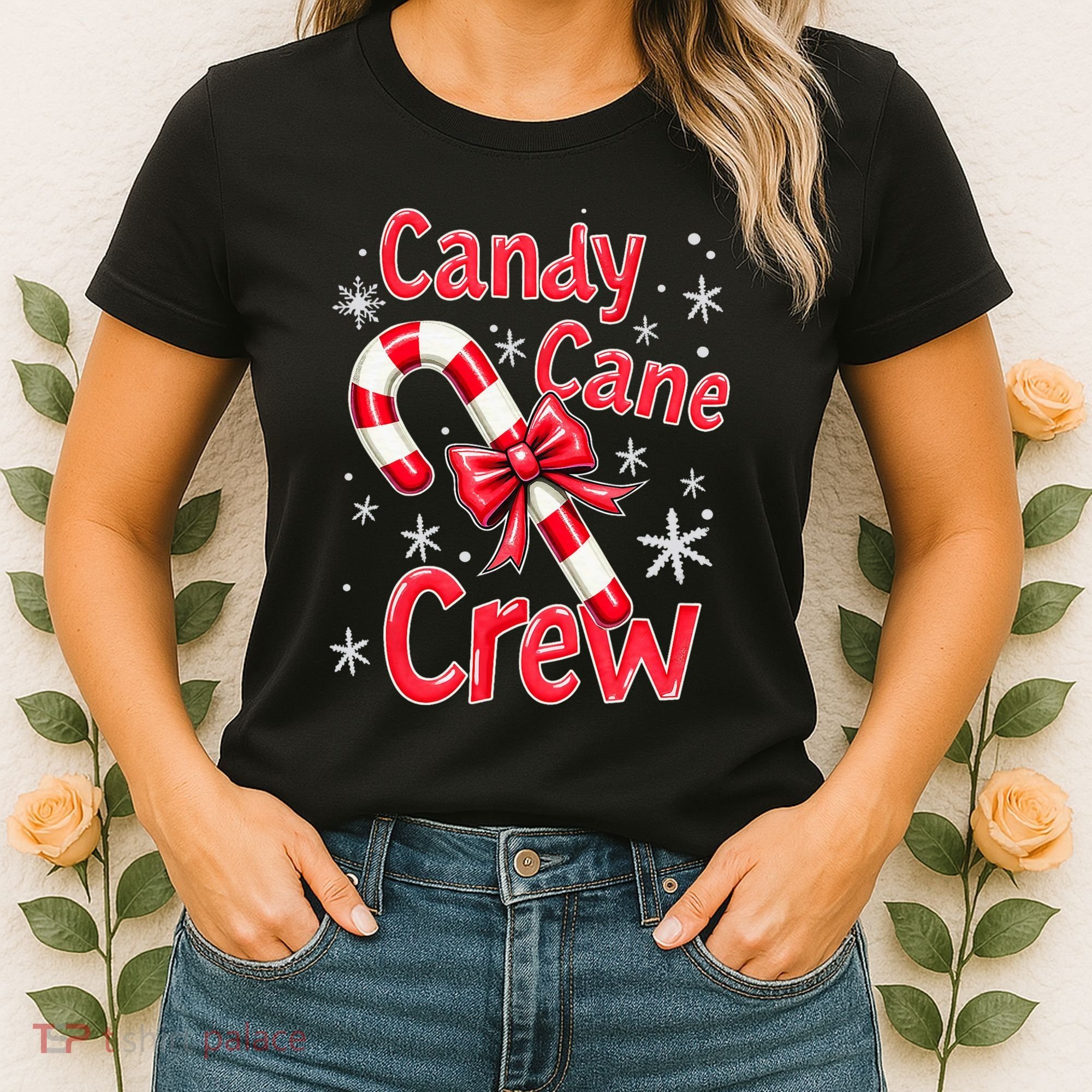 Candy Cane Crew Merry Christmas Xmas Santa Pajamas Holiday Women's T-Shirt