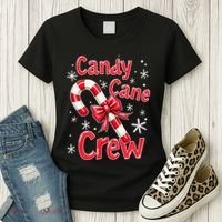 Candy Cane Crew Merry Christmas Xmas Santa Pajamas Holiday Women's T-Shirt thumb 3