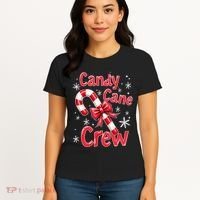 Candy Cane Crew Merry Christmas Xmas Santa Pajamas Holiday Women's T-Shirt thumb 4