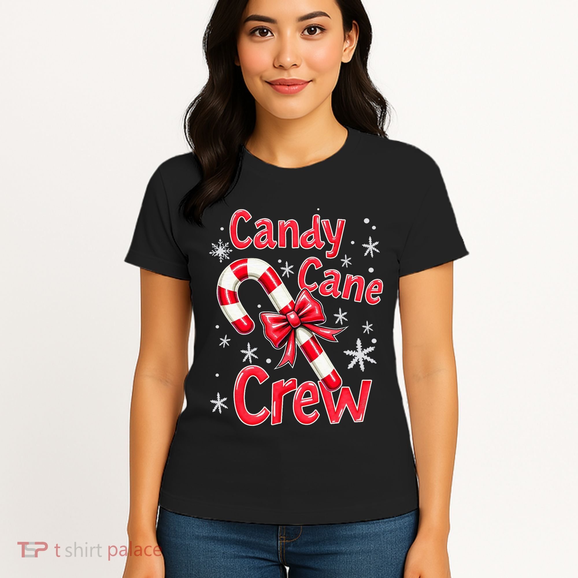 Candy Cane Crew Merry Christmas Xmas Santa Pajamas Holiday Women's T-Shirt
