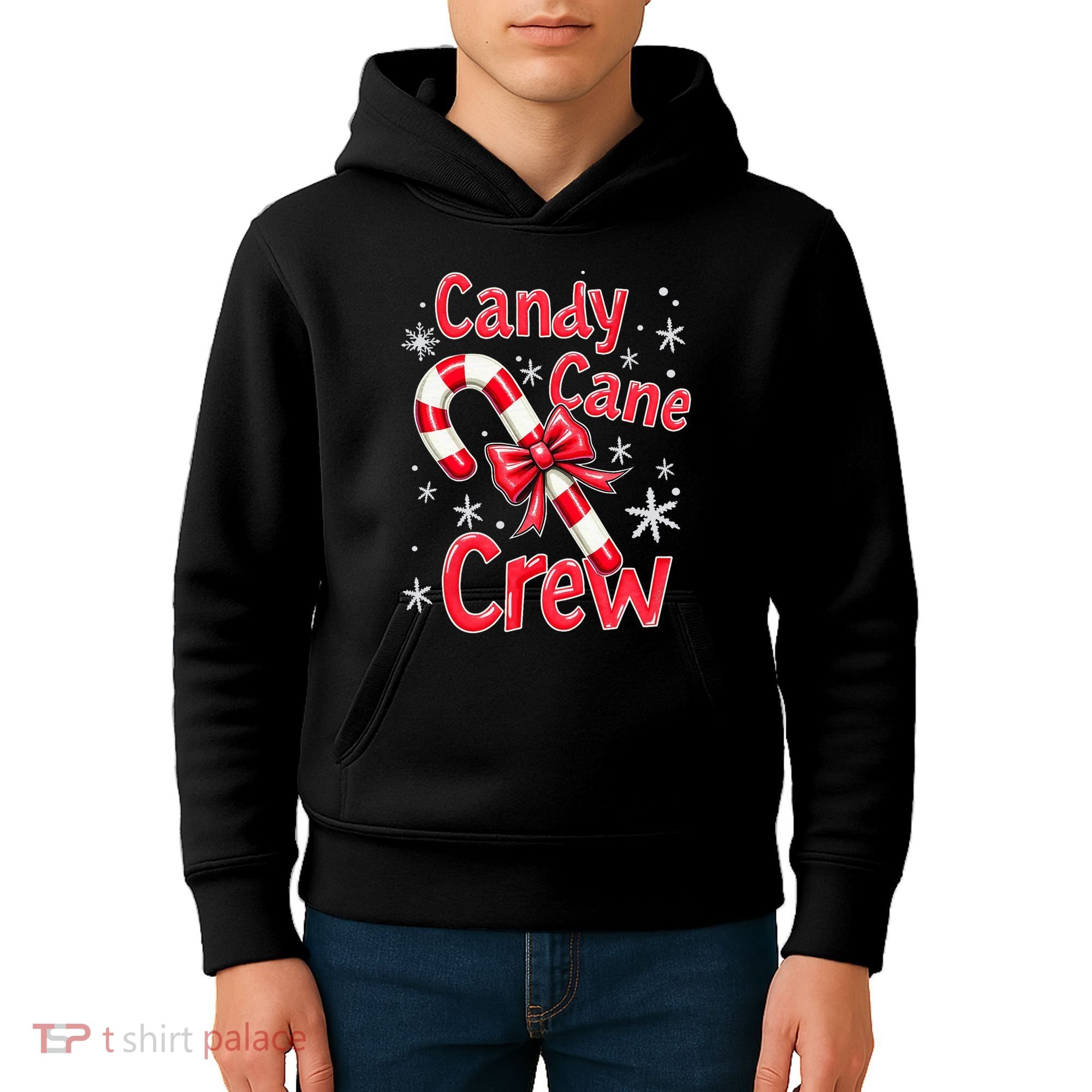 Candy Cane Crew Merry Christmas Xmas Santa Pajamas Holiday Kids Hoodie