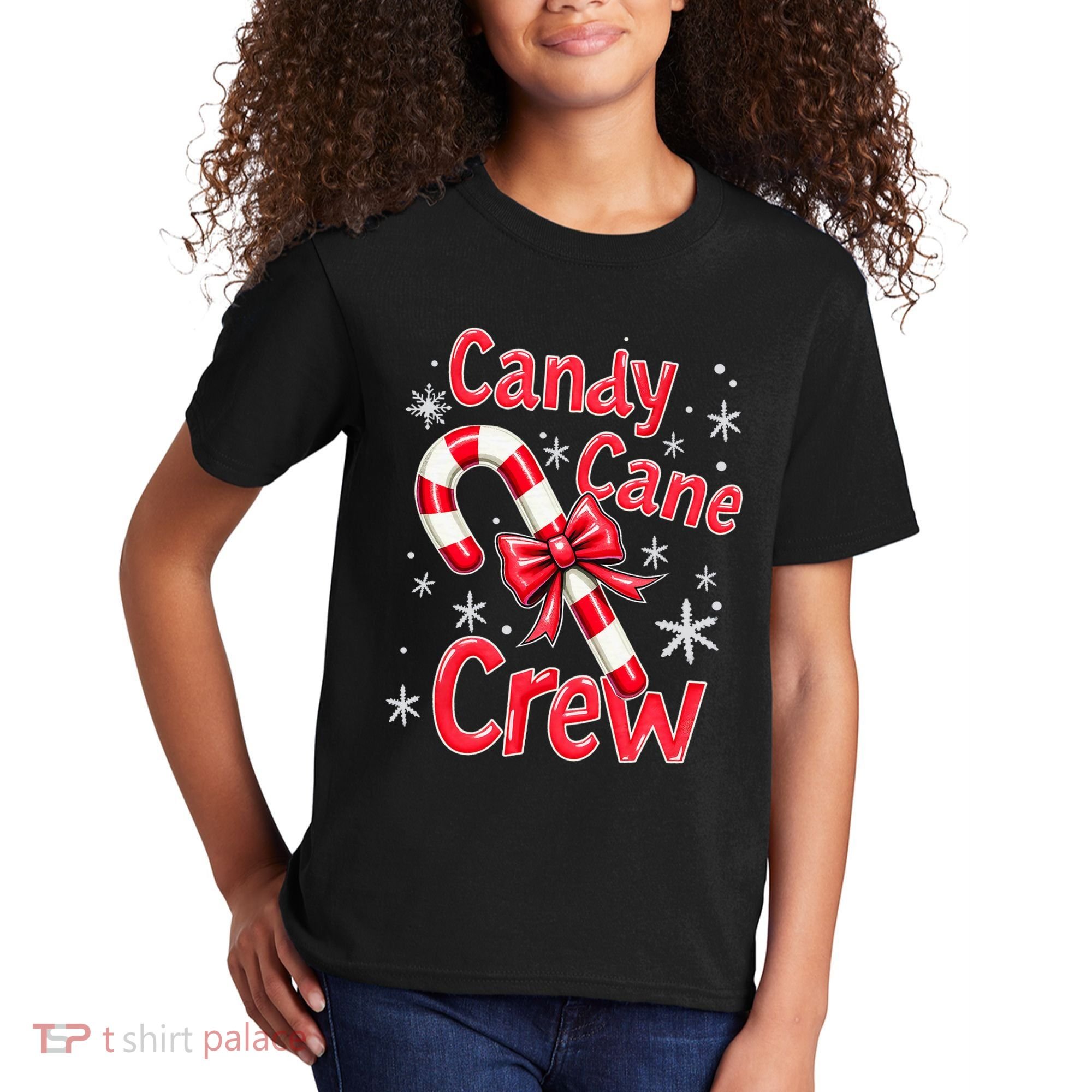 Candy Cane Crew Merry Christmas Xmas Santa Pajamas Holiday Kids T-Shirt