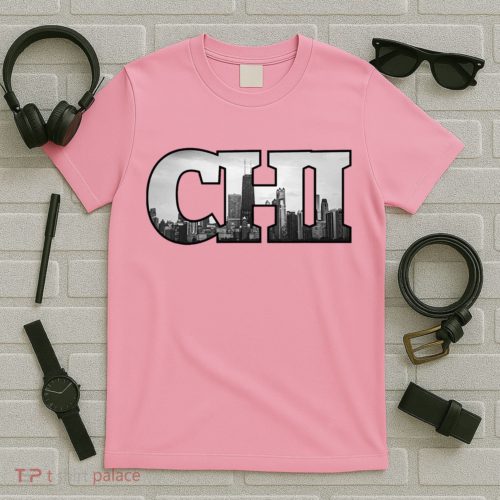 Chi Chicago City Skyline Of Downtown Chicago Illinois T-Shirt
