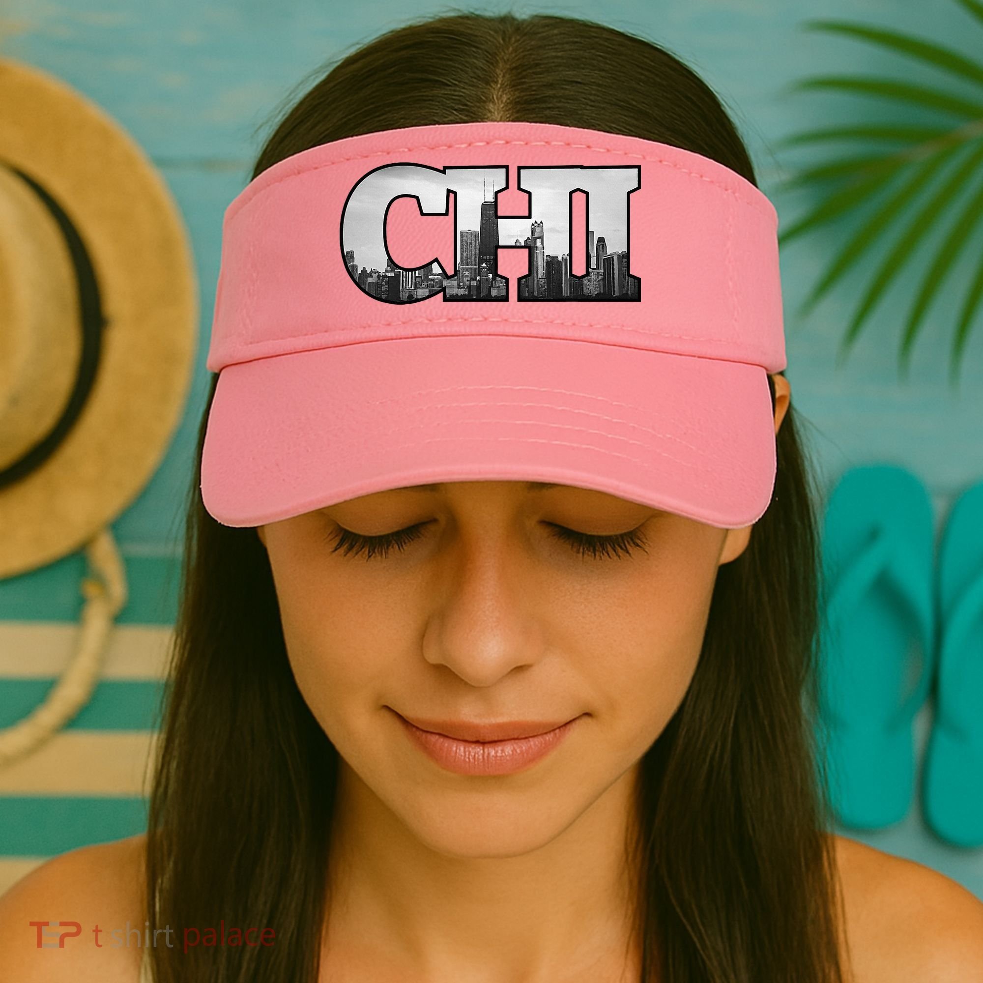 Chi Chicago City Skyline Of Downtown Chicago Illinois Visor