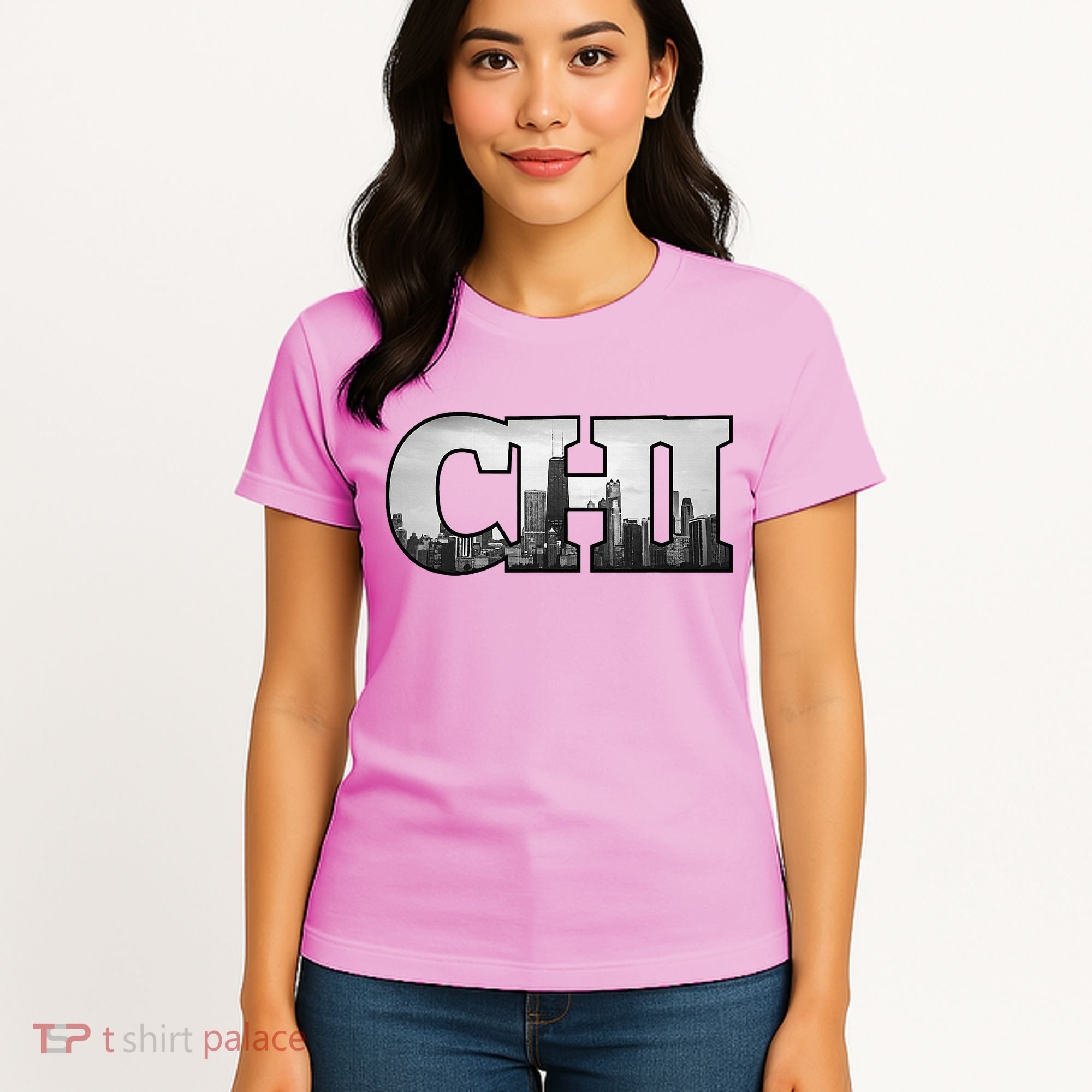 Chi Chicago City Skyline Of Downtown Chicago Illinois Women's T-Shirt