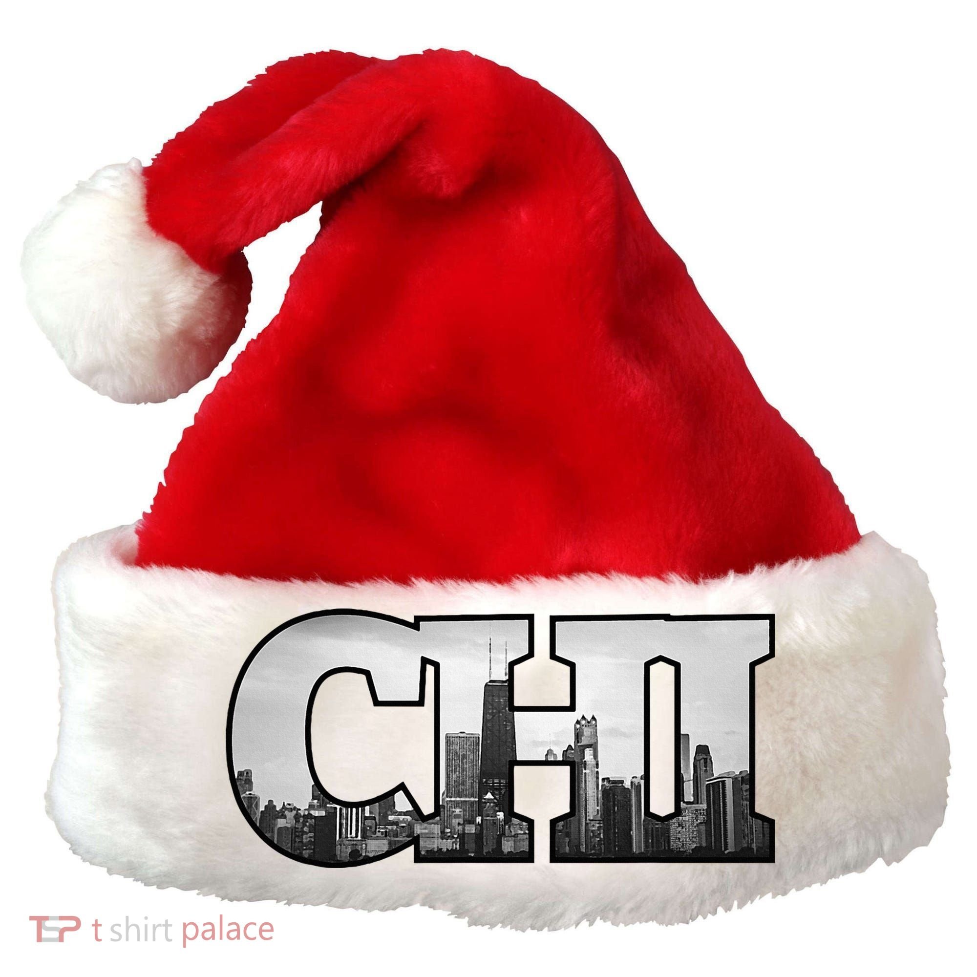 Chi Chicago City Skyline Of Downtown Chicago Illinois Santa Hat