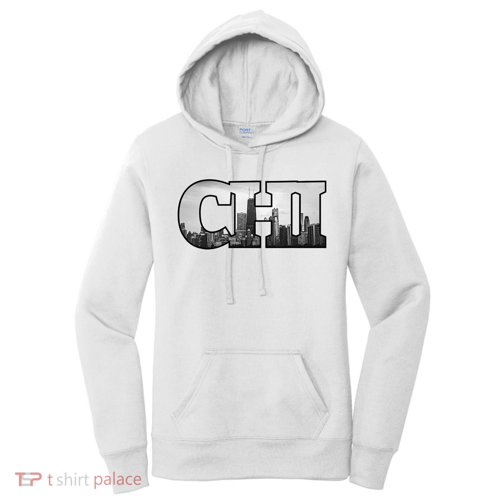 Chi Chicago City Skyline Of Downtown Chicago Illinois Women's Hoodie