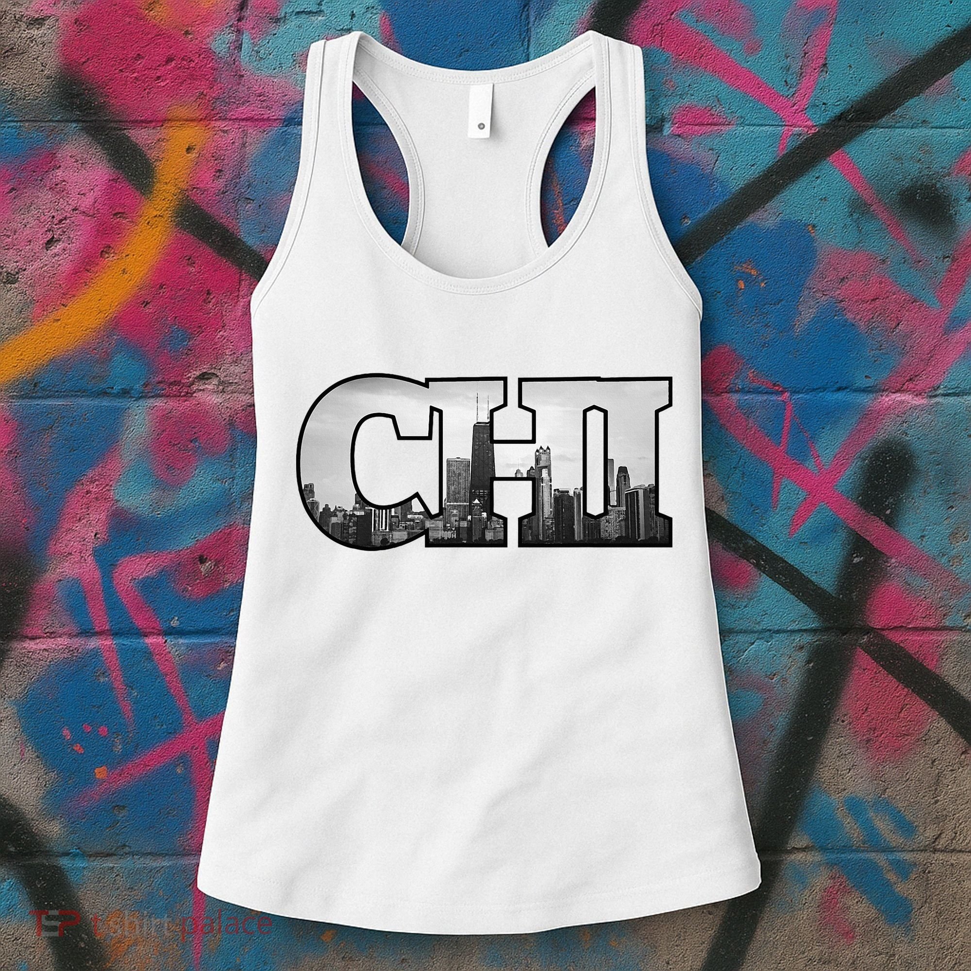 Chi Chicago City Skyline Of Downtown Chicago Illinois Women's Tank Top