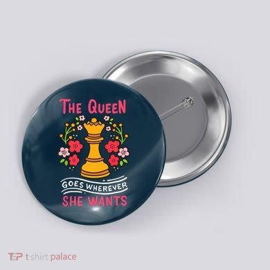 Chess Chessmen Chessboxing Queen Chess Player Gift Button