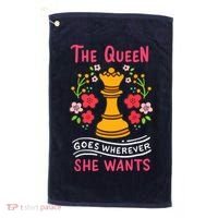 Chess Chessmen Chessboxing Queen Chess Player Gift Golf Towel thumb 0