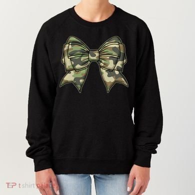 Cute Camo Coquette Ribbon Bow Women's Sweatshirt