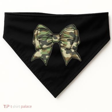Cute Camo Coquette Ribbon Bow USA-Made Doggie Bandana