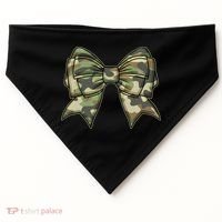 Cute Camo Coquette Ribbon Bow USA-Made Doggie Bandana thumb 0
