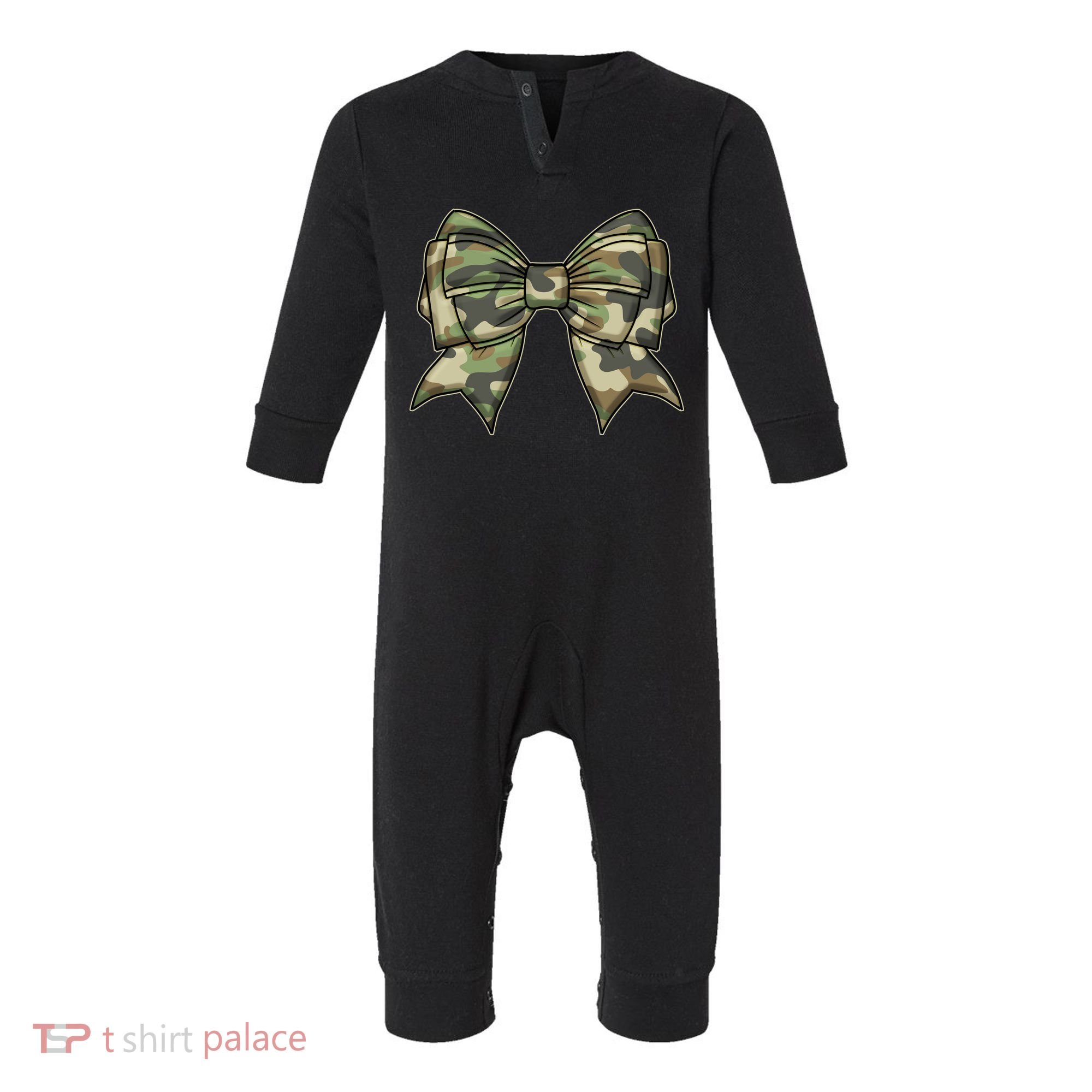 Cute Camo Coquette Ribbon Bow Infant Fleece One Piece