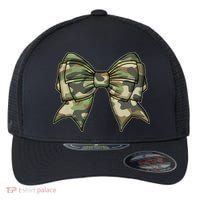 Cute Camo Coquette Ribbon Bow Flexfit Unipanel Trucker Cap thumb 0