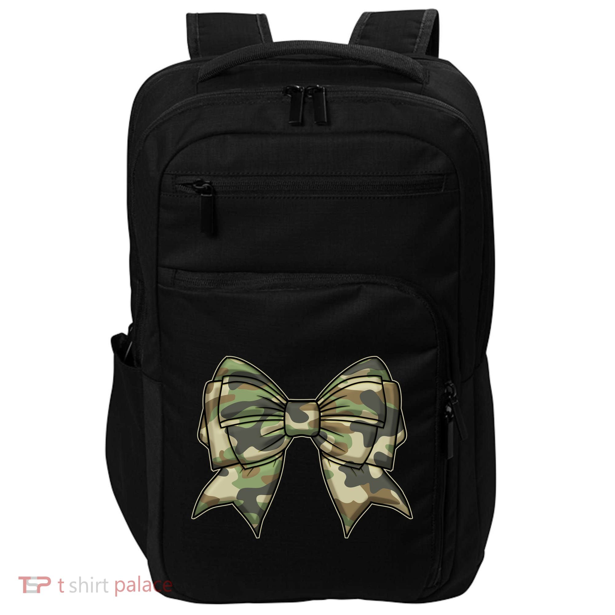 Cute Camo Coquette Ribbon Bow Impact Tech Backpack