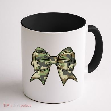 Cute Camo Coquette Ribbon Bow Coffee Mug back