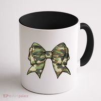 Cute Camo Coquette Ribbon Bow Coffee Mug thumb 1