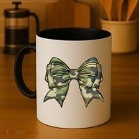 Cute Camo Coquette Ribbon Bow Coffee Mug thumb 4
