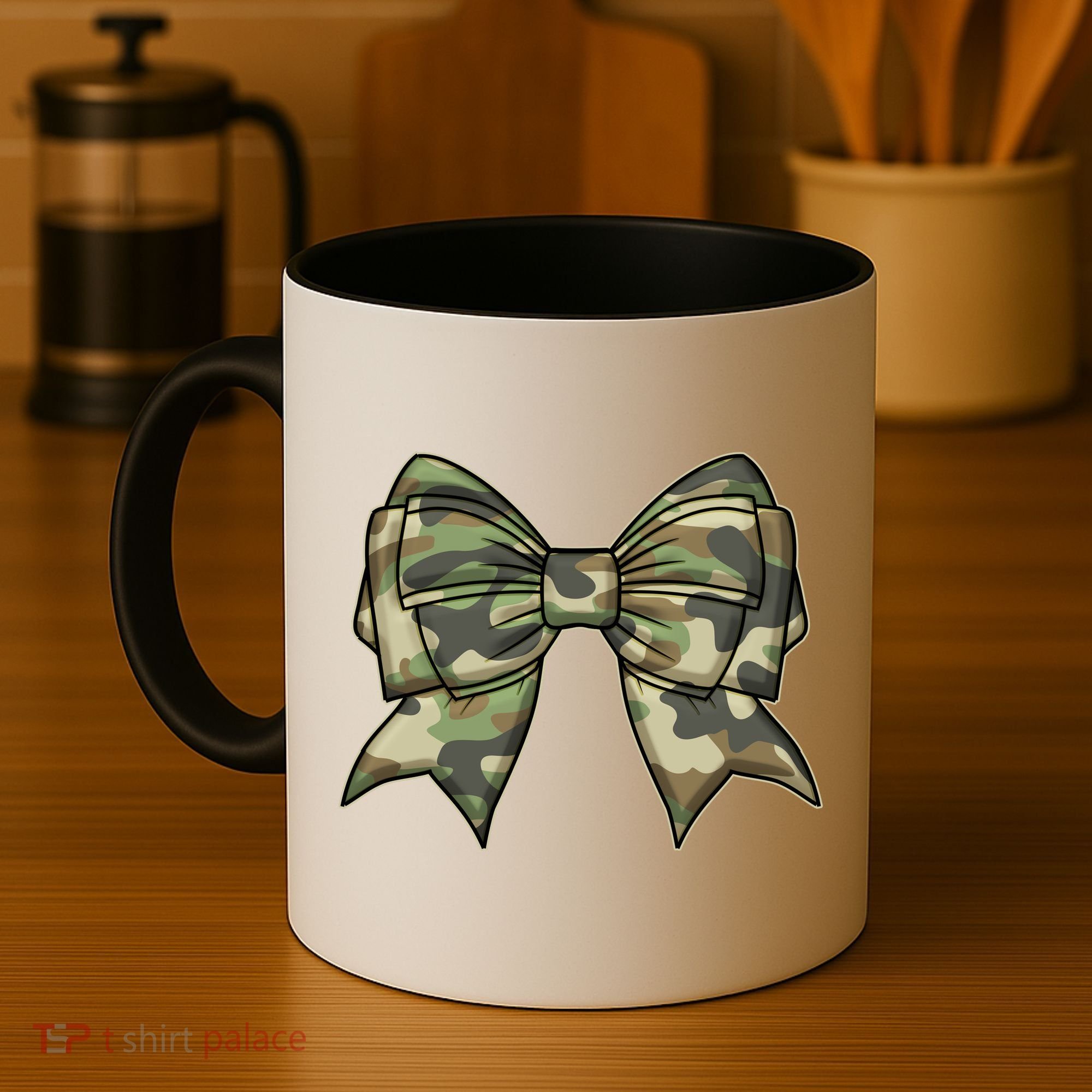 Cute Camo Coquette Ribbon Bow Coffee Mug