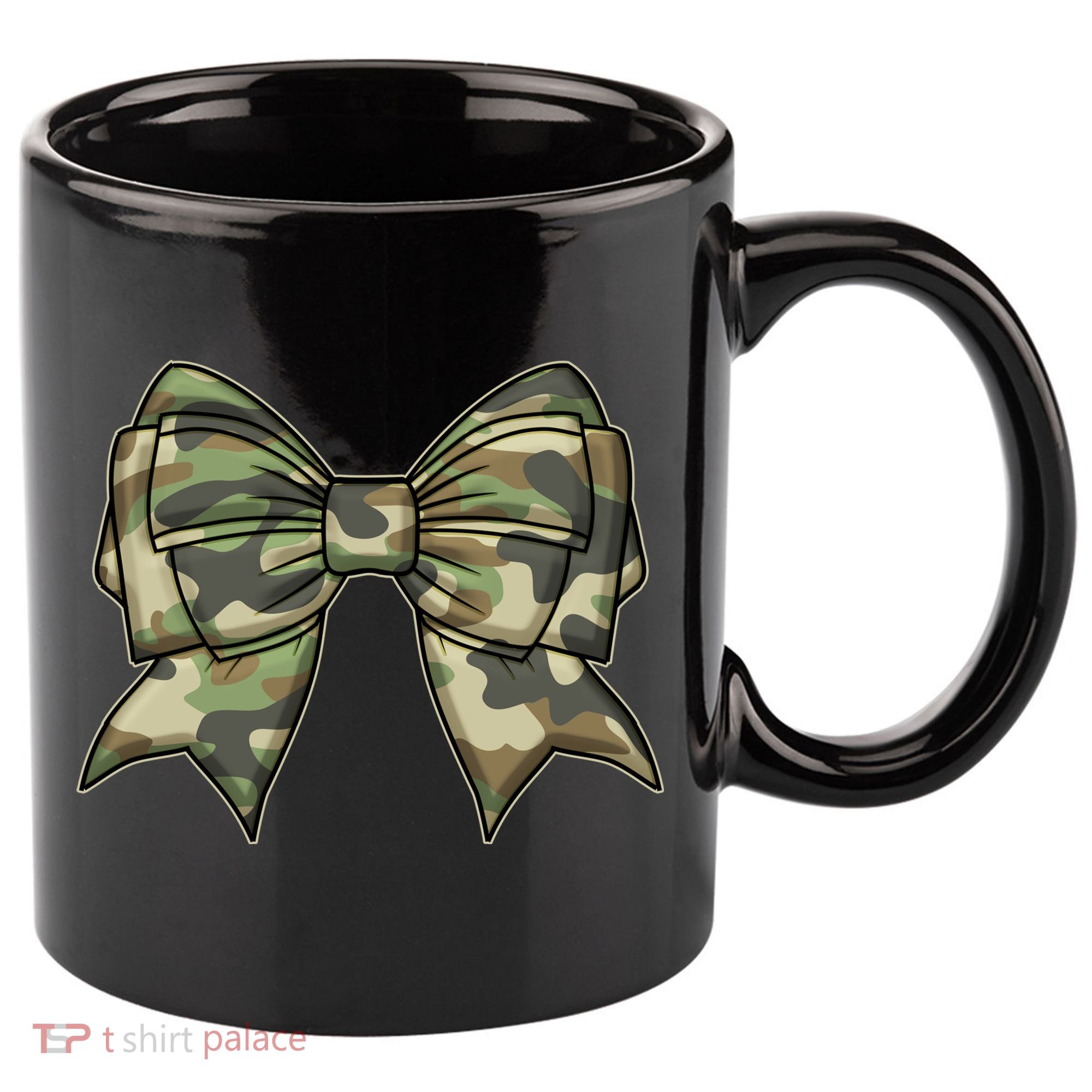Cute Camo Coquette Ribbon Bow 11oz C Handle Ceramic Mug