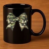 Cute Camo Coquette Ribbon Bow 11oz C Handle Ceramic Mug thumb 3