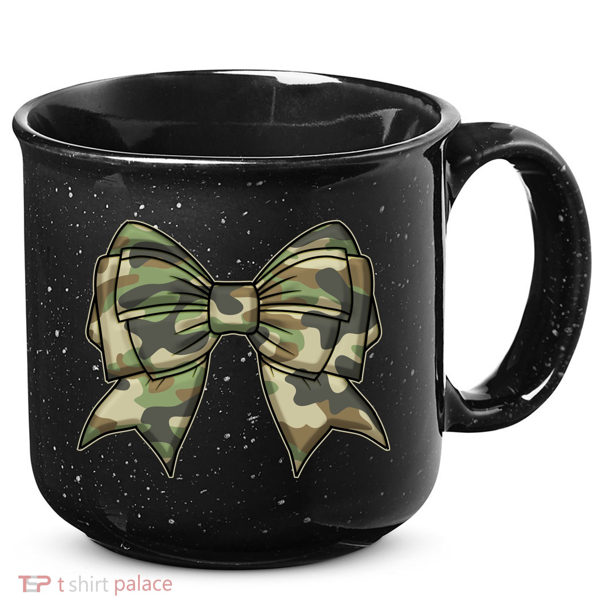 Cute Camo Coquette Ribbon Bow 15oz Campfire Ceramic Mug