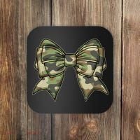 Cute Camo Coquette Ribbon Bow Coaster thumb 0