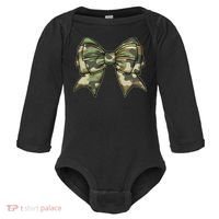 Cute Camo Coquette Ribbon Bow Baby Long Sleeve Bodysuit thumb 0