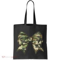 Cute Camo Coquette Ribbon Bow Tote Bag thumb 0