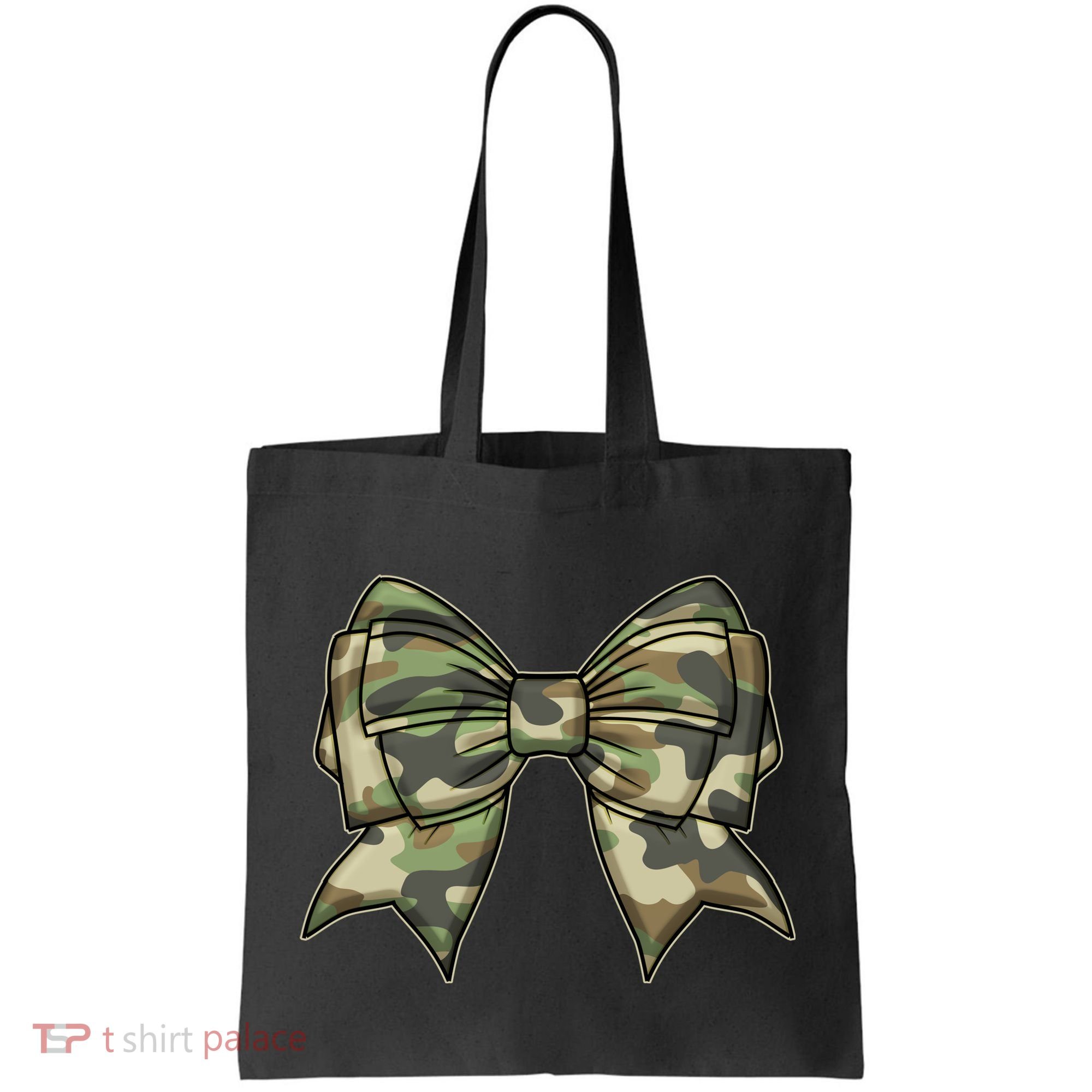 Cute Camo Coquette Ribbon Bow Tote Bag