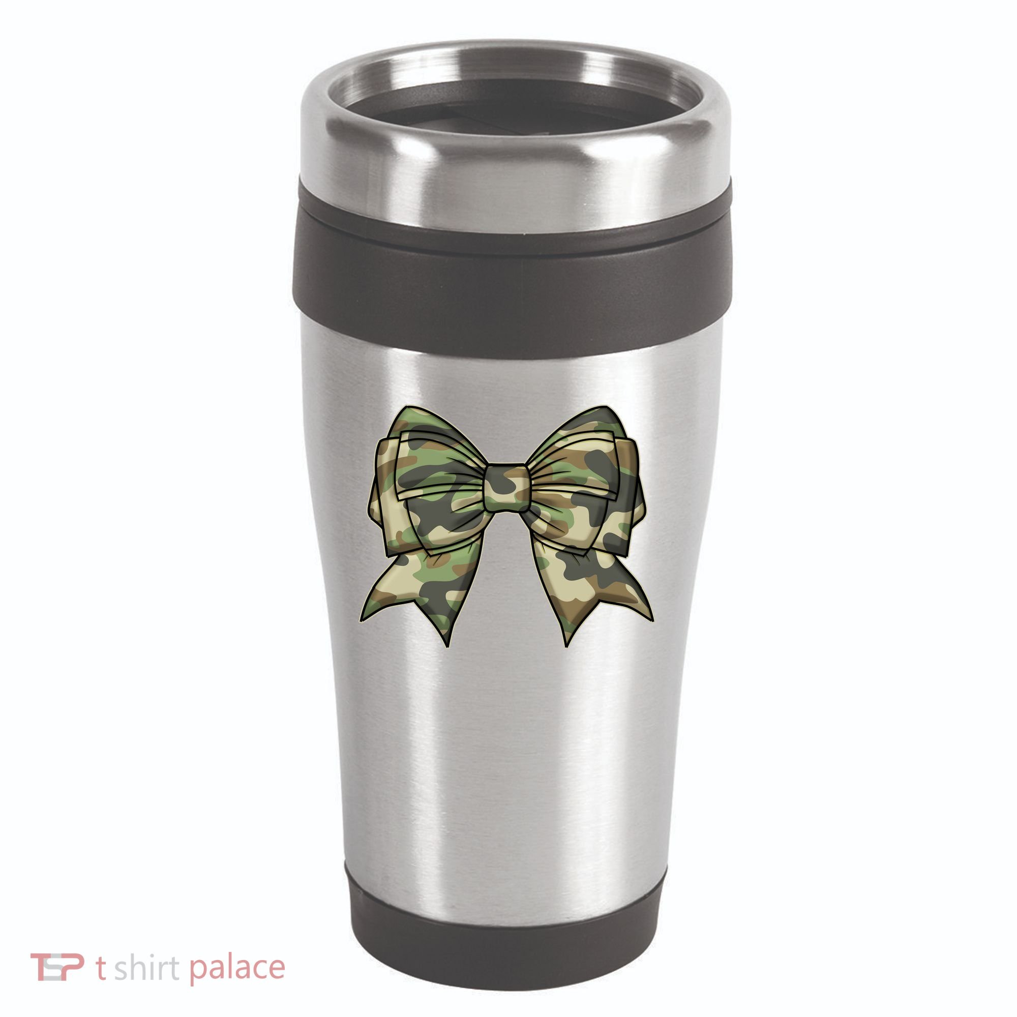 Cute Camo Coquette Ribbon Bow 16oz Travel Tumbler