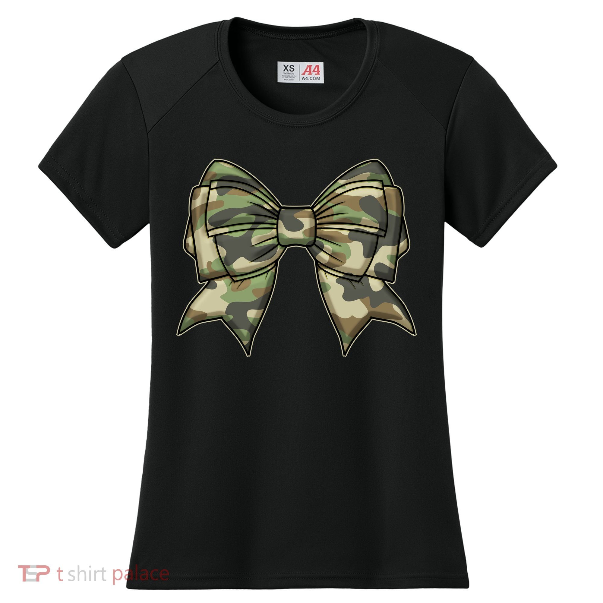 Cute Camo Coquette Ribbon Bow Women's Cooling Performance Crew T-Shirt