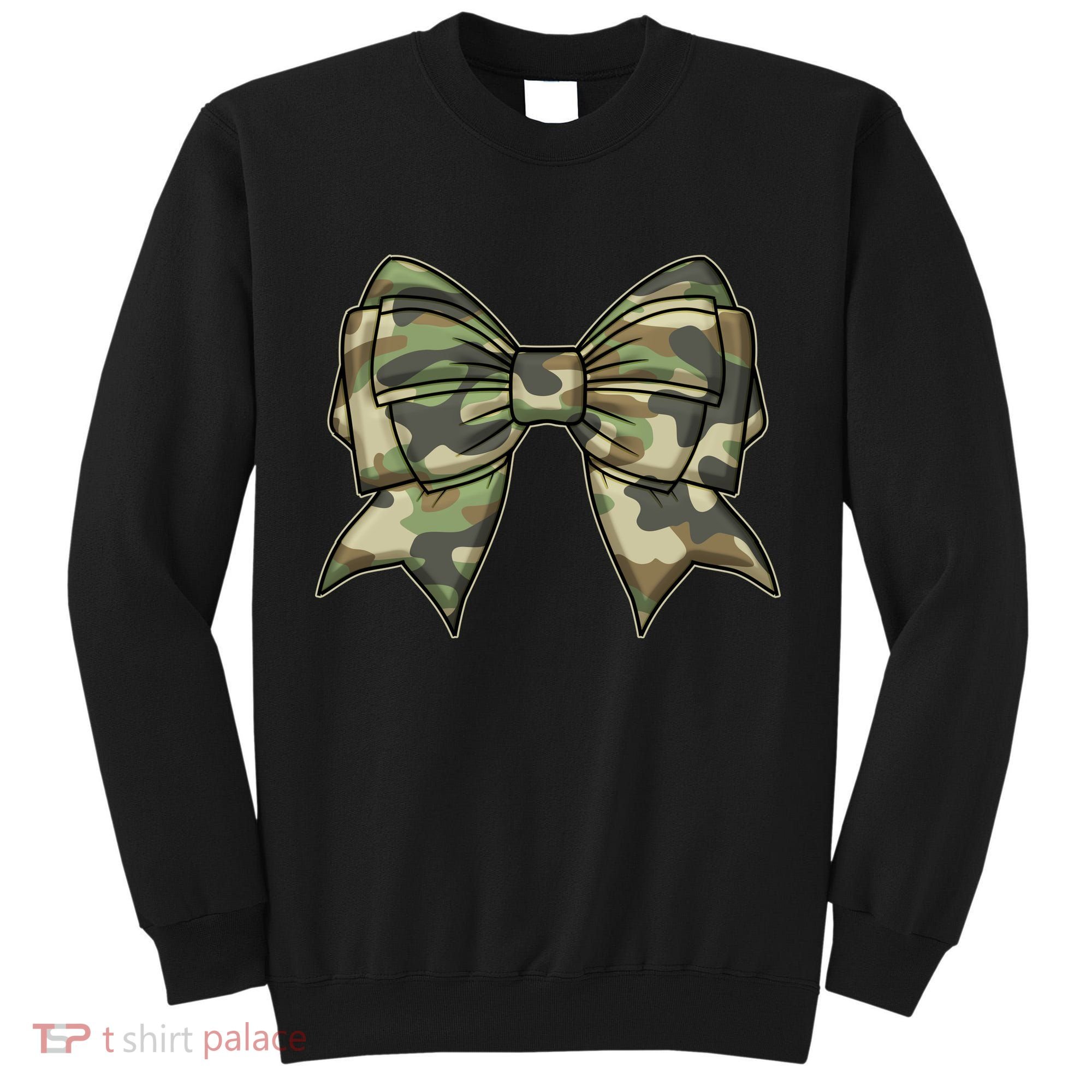 Cute Camo Coquette Ribbon Bow Tall Sweatshirt