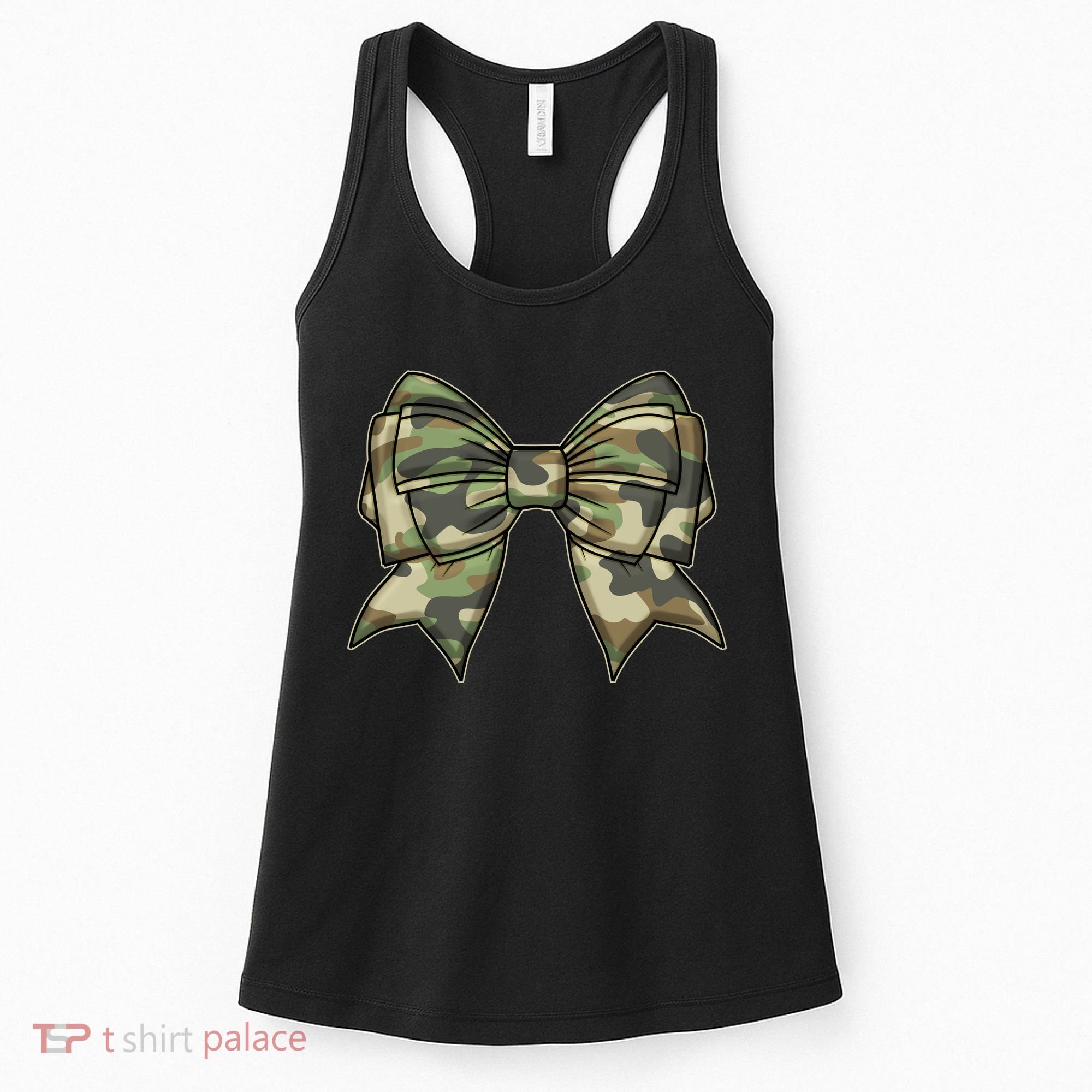 Cute Camo Coquette Ribbon Bow Women's Tank Top