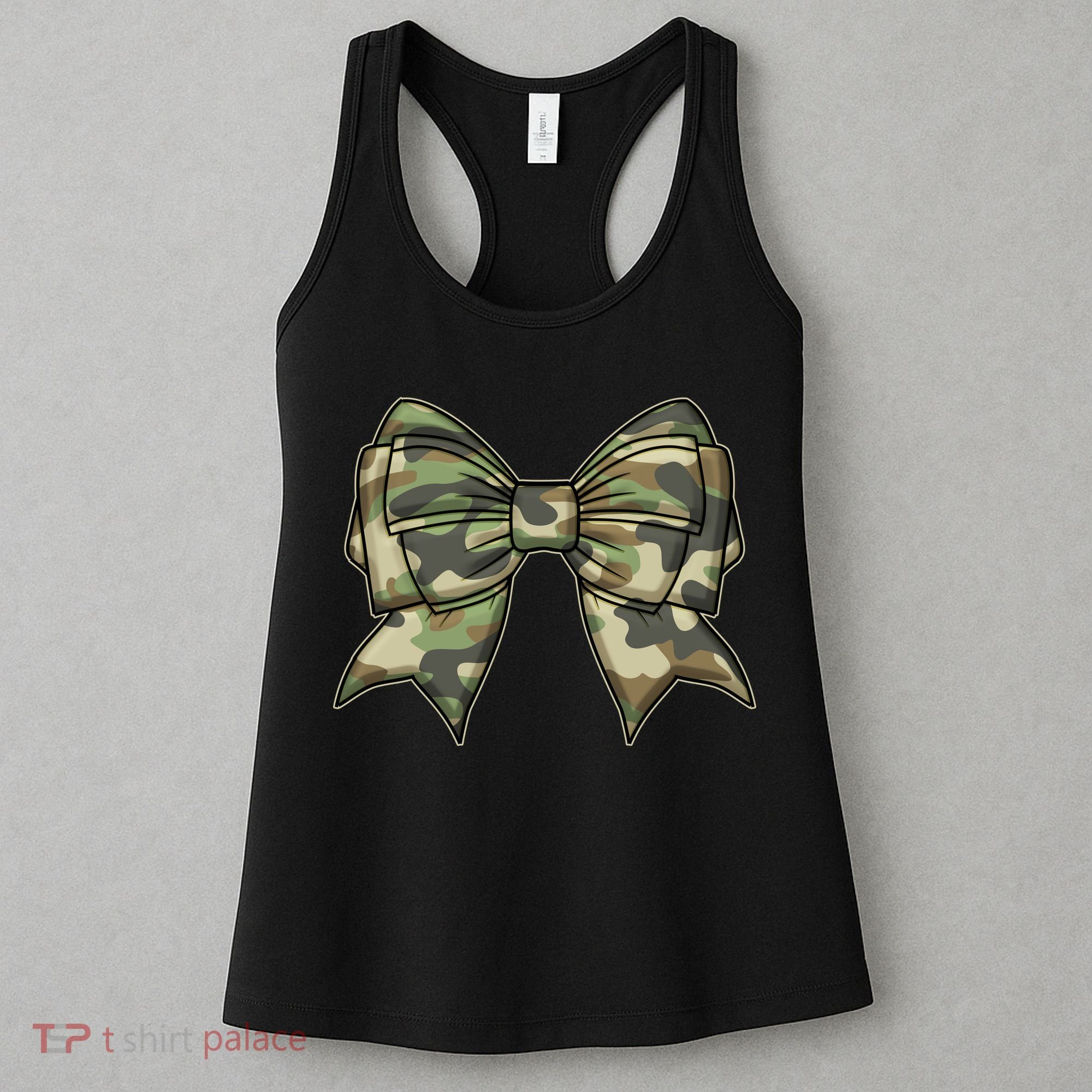Cute Camo Coquette Ribbon Bow Women's Tank Top