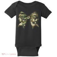 Cute Camo Coquette Ribbon Bow Baby Bodysuit thumb 0