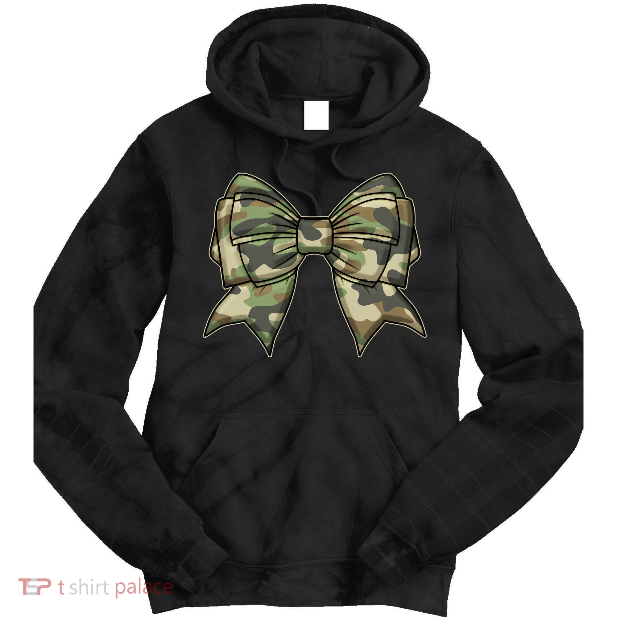 Cute Camo Coquette Ribbon Bow Tie Dye Hoodie