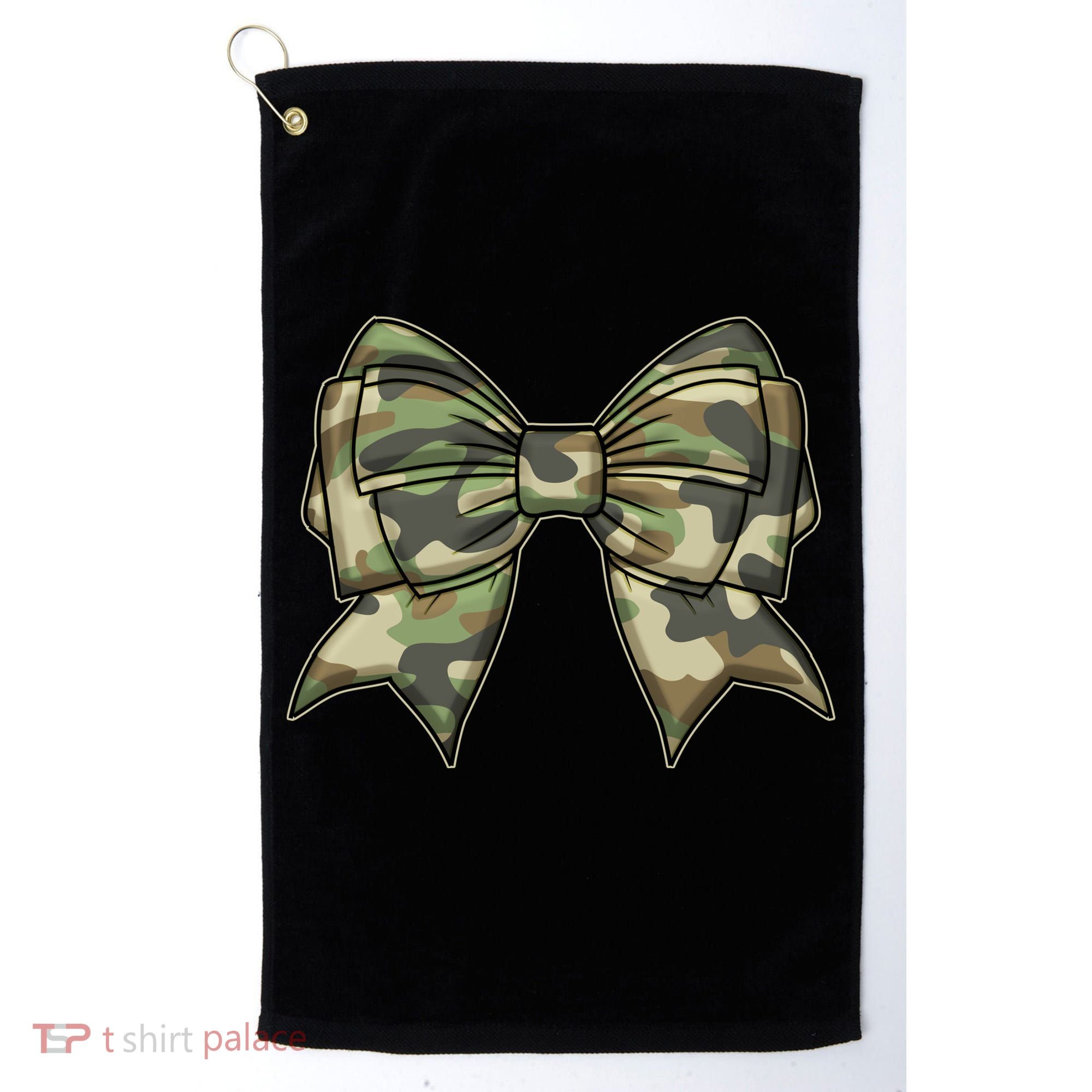 Cute Camo Coquette Ribbon Bow Golf Towel
