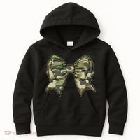 Cute Camo Coquette Ribbon Bow Kids Hoodie thumb 0