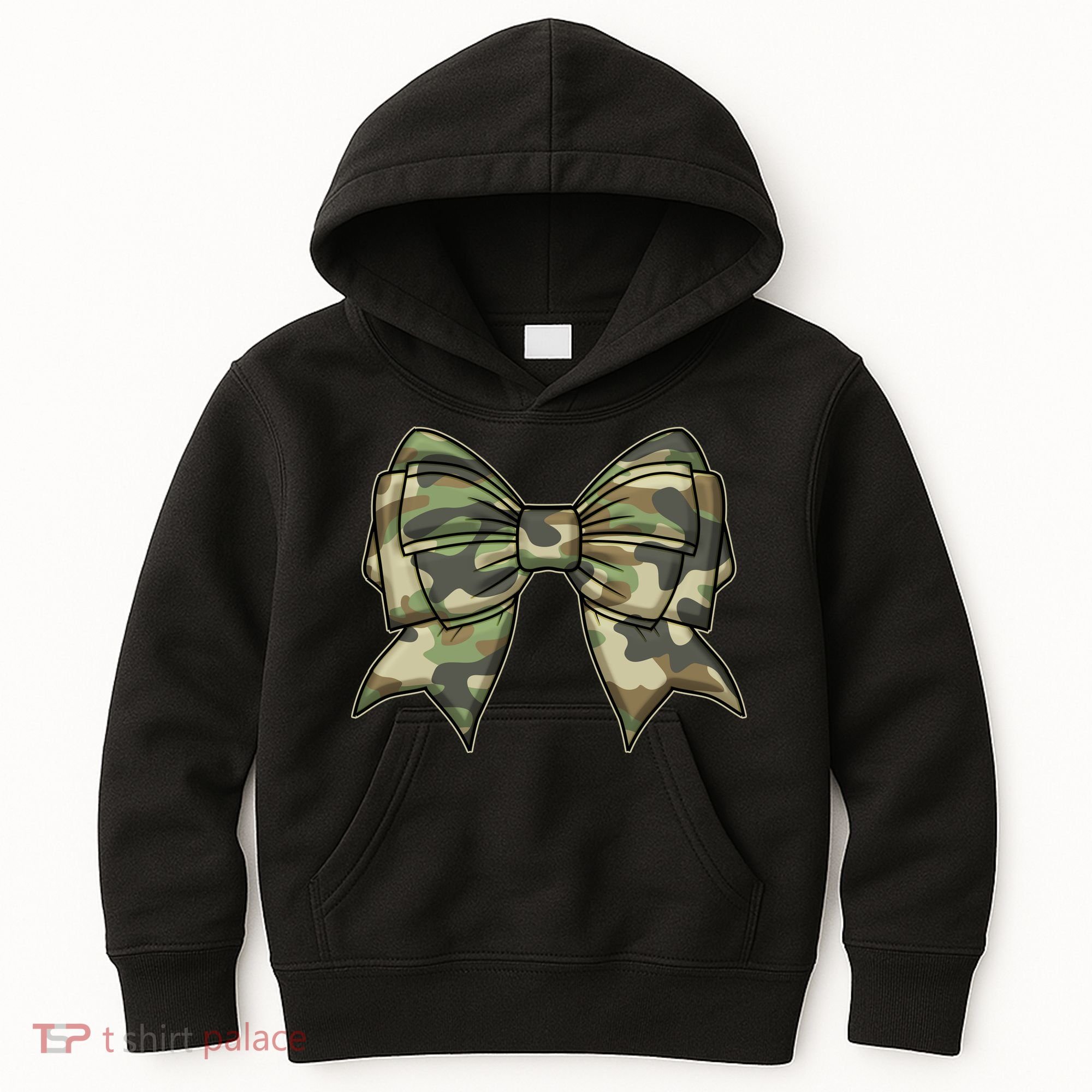 Cute Camo Coquette Ribbon Bow Kids Hoodie