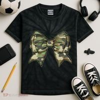 Cute Camo Coquette Ribbon Bow Kids Tie-Dye T-Shirt thumb 2