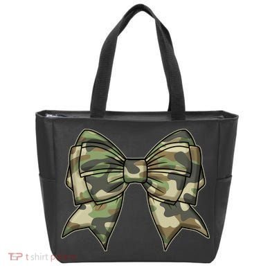 Cute Camo Coquette Ribbon Bow Tote Bag
