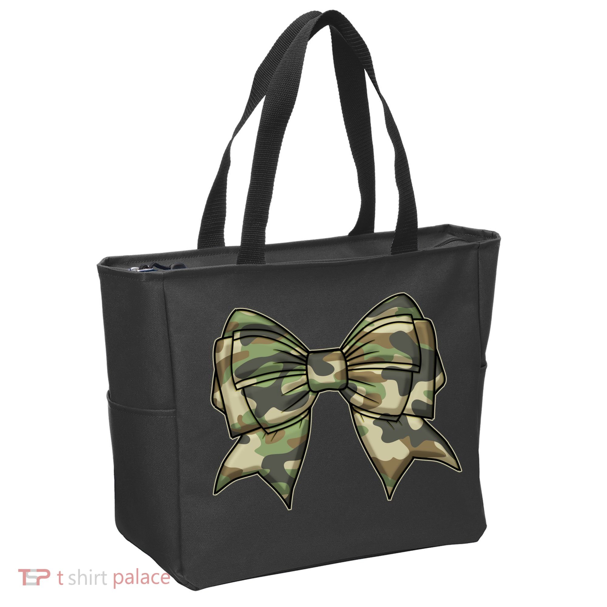 Cute Camo Coquette Ribbon Bow Tote Bag