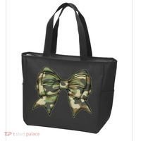 Cute Camo Coquette Ribbon Bow Tote Bag thumb 3