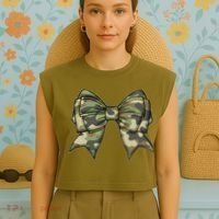 Cute Camo Coquette Ribbon Bow Garment-Dyed Women's Muscle Tee thumb 4