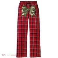 Cute Camo Coquette Ribbon Bow Women's Flannel Plaid Pajama Pants thumb 0