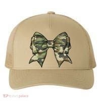 Cute Camo Coquette Ribbon Bow Yupoong Adult 5-Panel Trucker Hat thumb 0