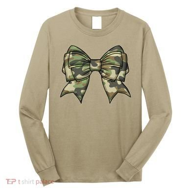 Cute Camo Coquette Ribbon Bow Long Sleeve Shirt