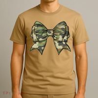 Cute Camo Coquette Ribbon Bow T-Shirt thumb 3